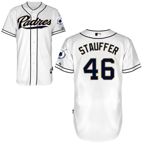 Tim Stauffer #46 MLB Jersey-San Diego Padres Men's Authentic Home White Cool Base Baseball Jersey